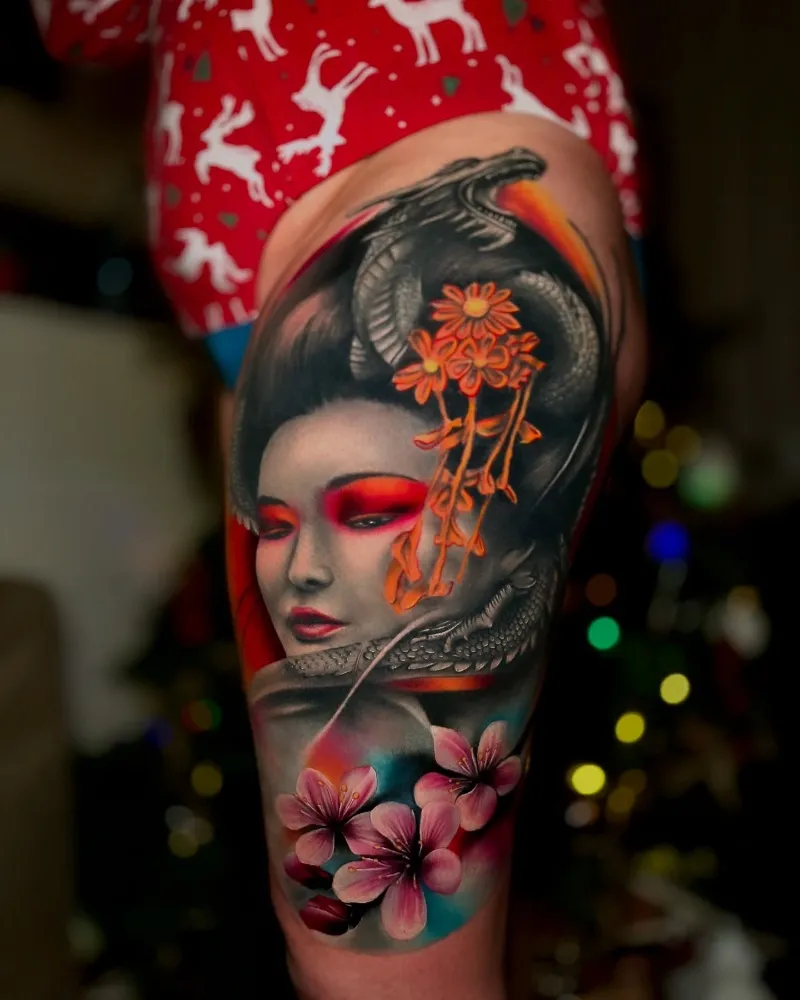 american traditional dragon tattoo