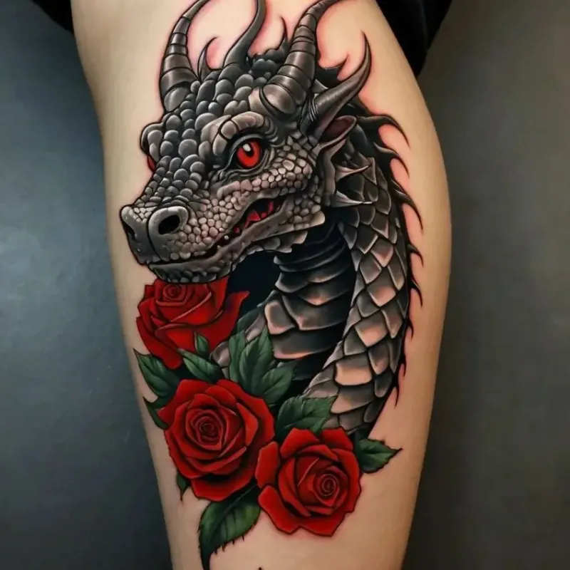 american traditional dragon tattoo