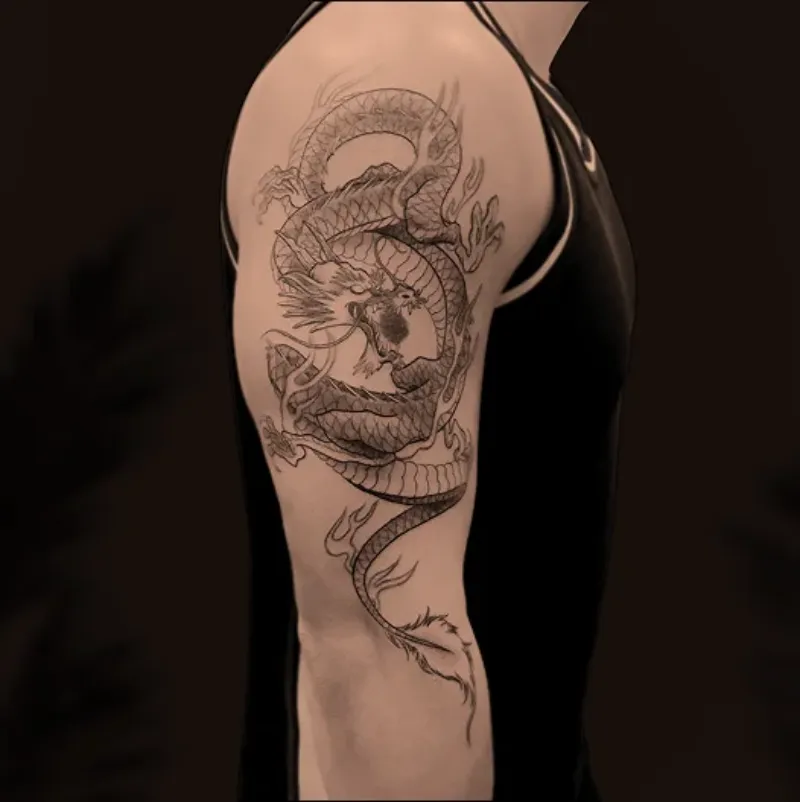 american traditional dragon tattoo