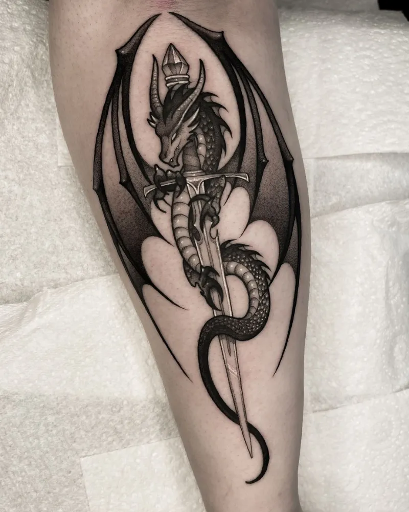 american traditional dragon tattoo