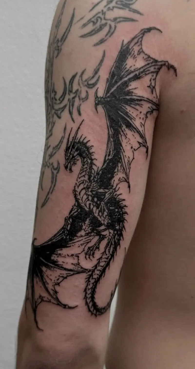 american traditional dragon tattoo