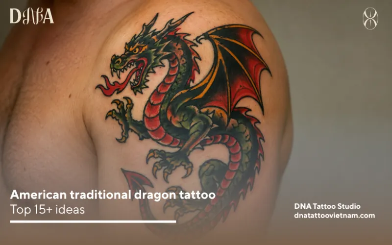 american traditional dragon tattoo