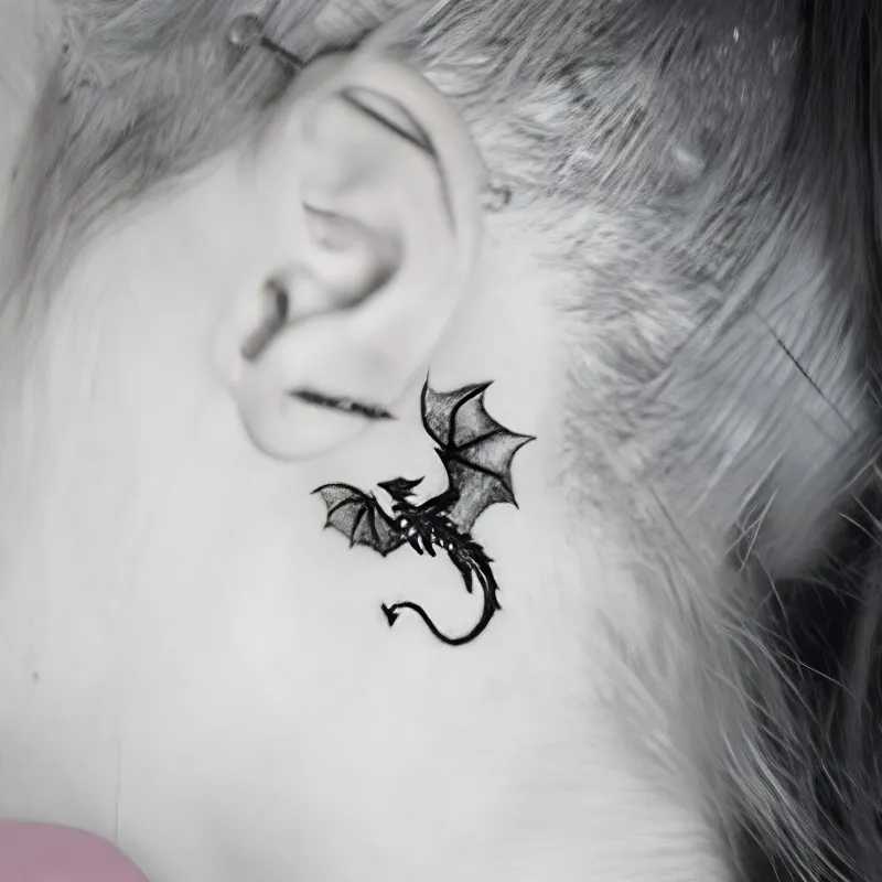 Dragon Tattoo Behind Ear