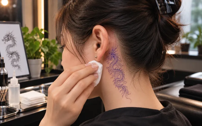 Dragon Tattoo Behind Ear
