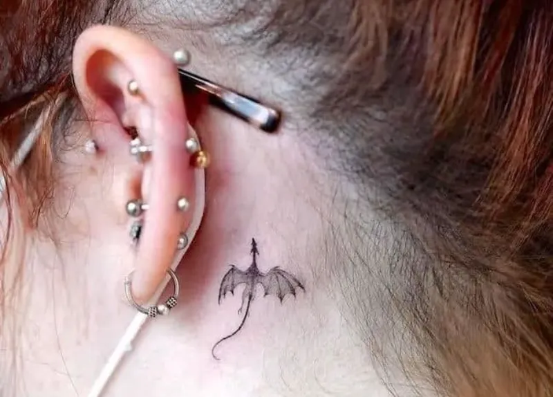 Dragon Tattoo Behind Ear