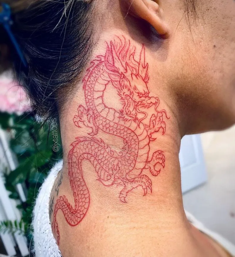 Dragon Tattoo Behind Ear