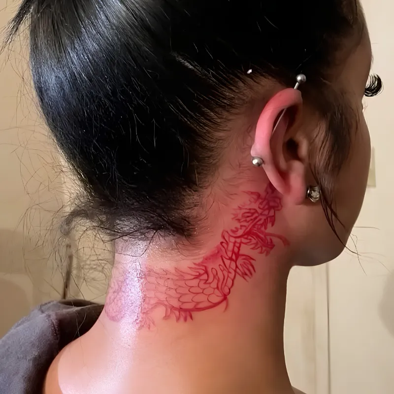 Dragon Tattoo Behind Ear