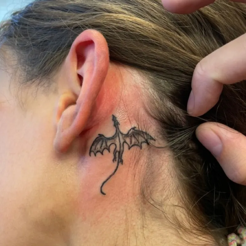 Dragon Tattoo Behind Ear