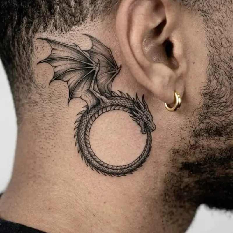 Dragon Tattoo Behind Ear