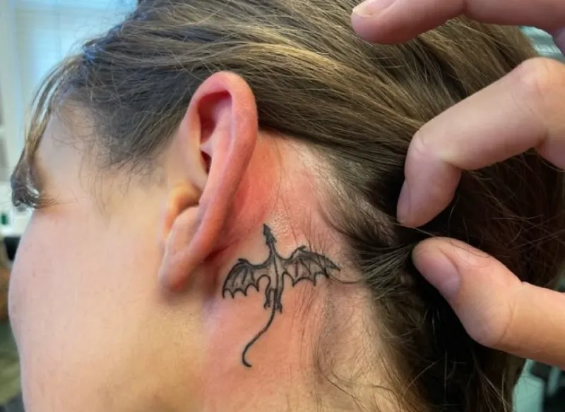 Dragon Tattoo Behind Ear